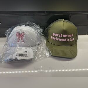 Green and White Trucker Hat Pair